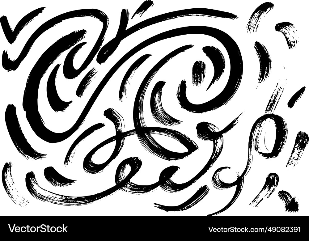 Curve wave dry brush strokes set Curve wave dry brush strokes set vector image