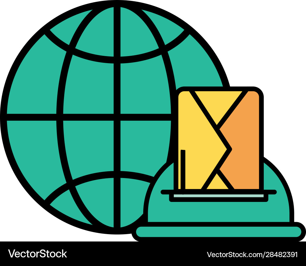 Envelope mail with mailbox and sphere browser Envelope mail with mailbox and sphere browser vector image
