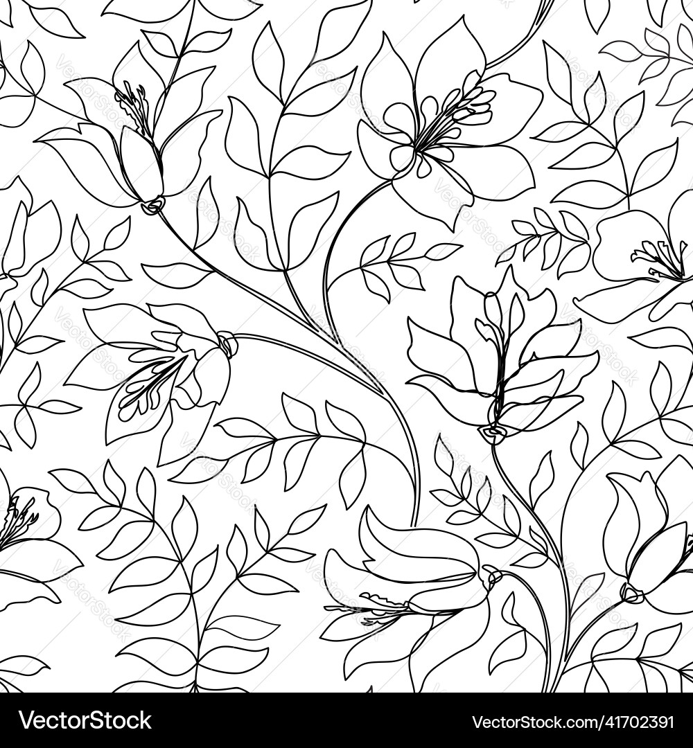 Floral Line Art Pattern vector image