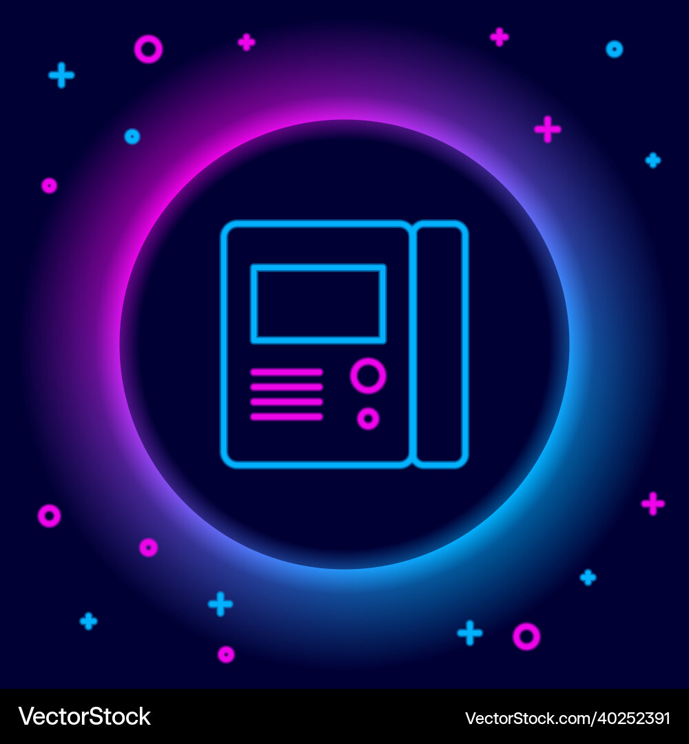 Glowing neon line house intercom system icon Vector Image