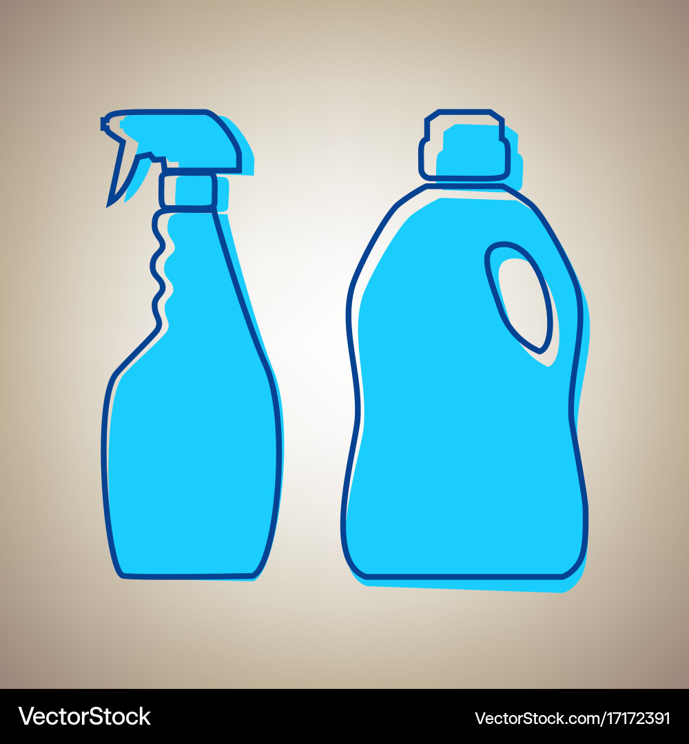 Household chemical bottles sign sky blue vector image