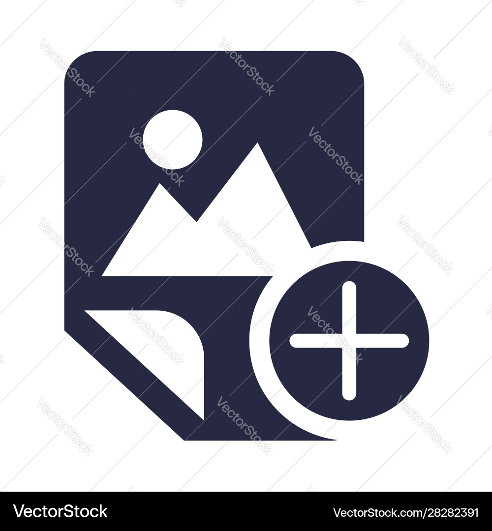 Image file adding symbol glyph Image file adding symbol glyph vector image