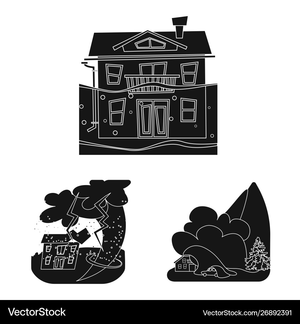 Isolated object calamity and crash symbol set Vector Image