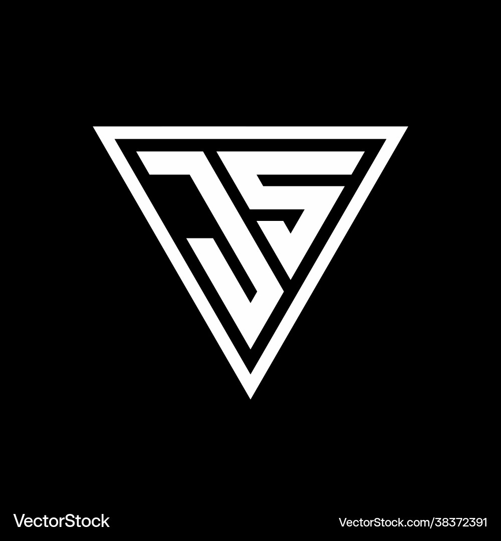 Js logo monogram with triangle shape designs Js logo monogram with triangle shape designs vector image