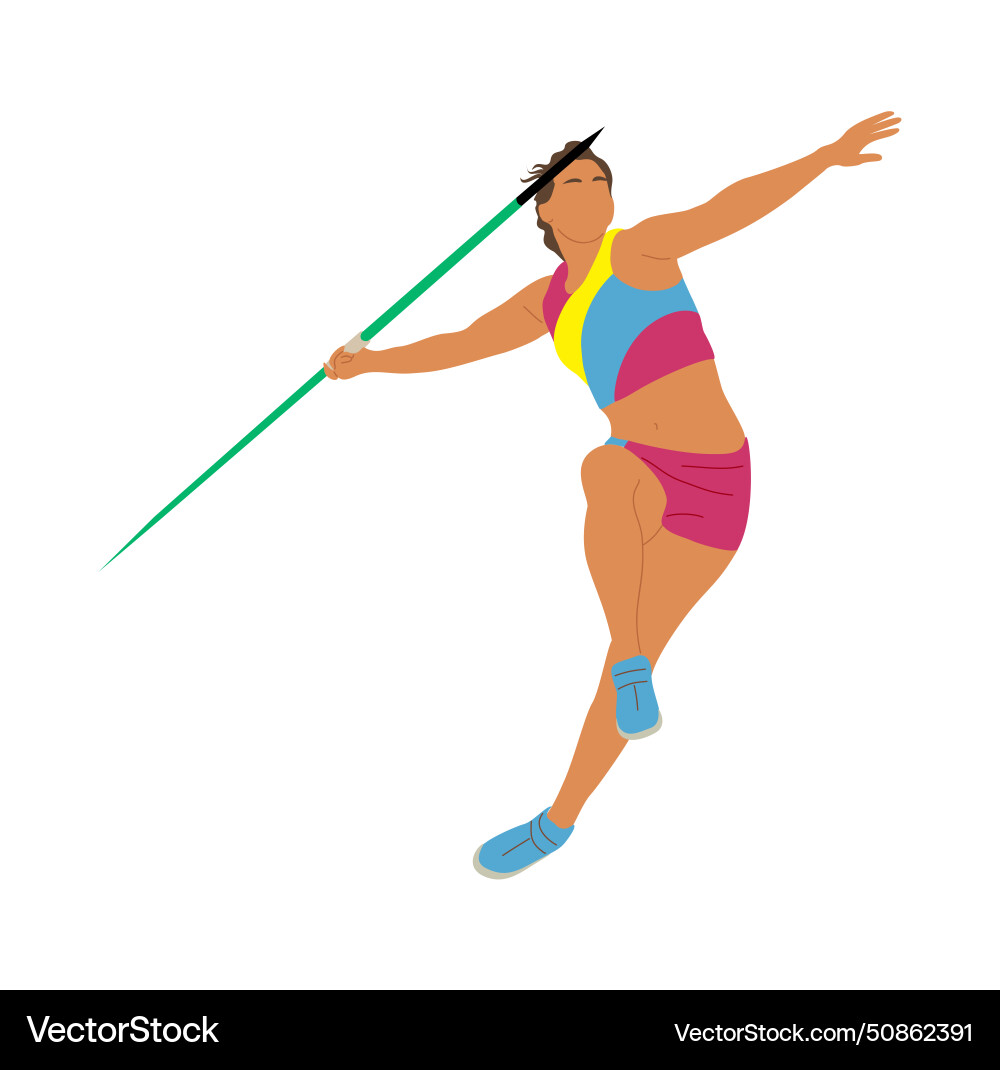 Junge weibliche Athleten werfen Javelin Kunst Junge weibliche Athleten werfen Javelin Kunst vektorbild