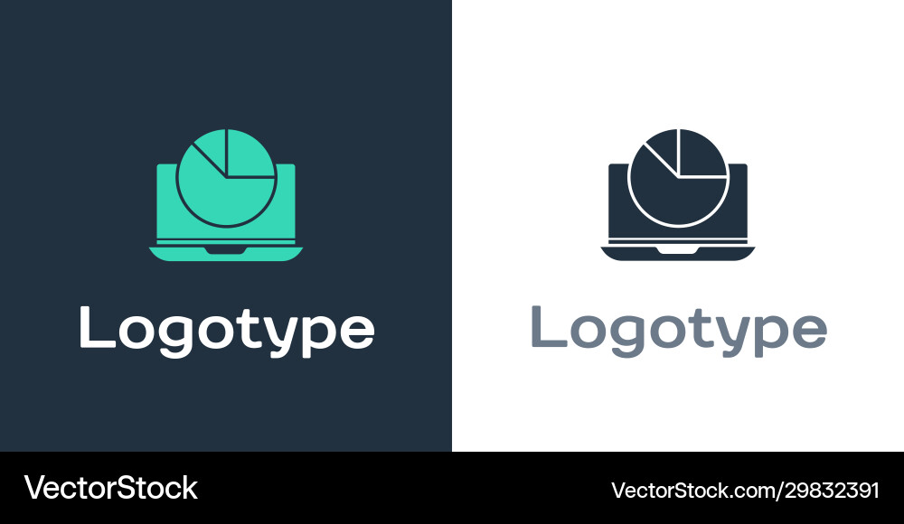 Logotype laptop with graph chart icon isolated Logotype laptop with graph chart icon isolated vector image