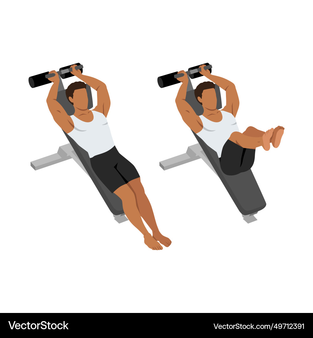 Man doing incline bench reverse crunch exercise vector image