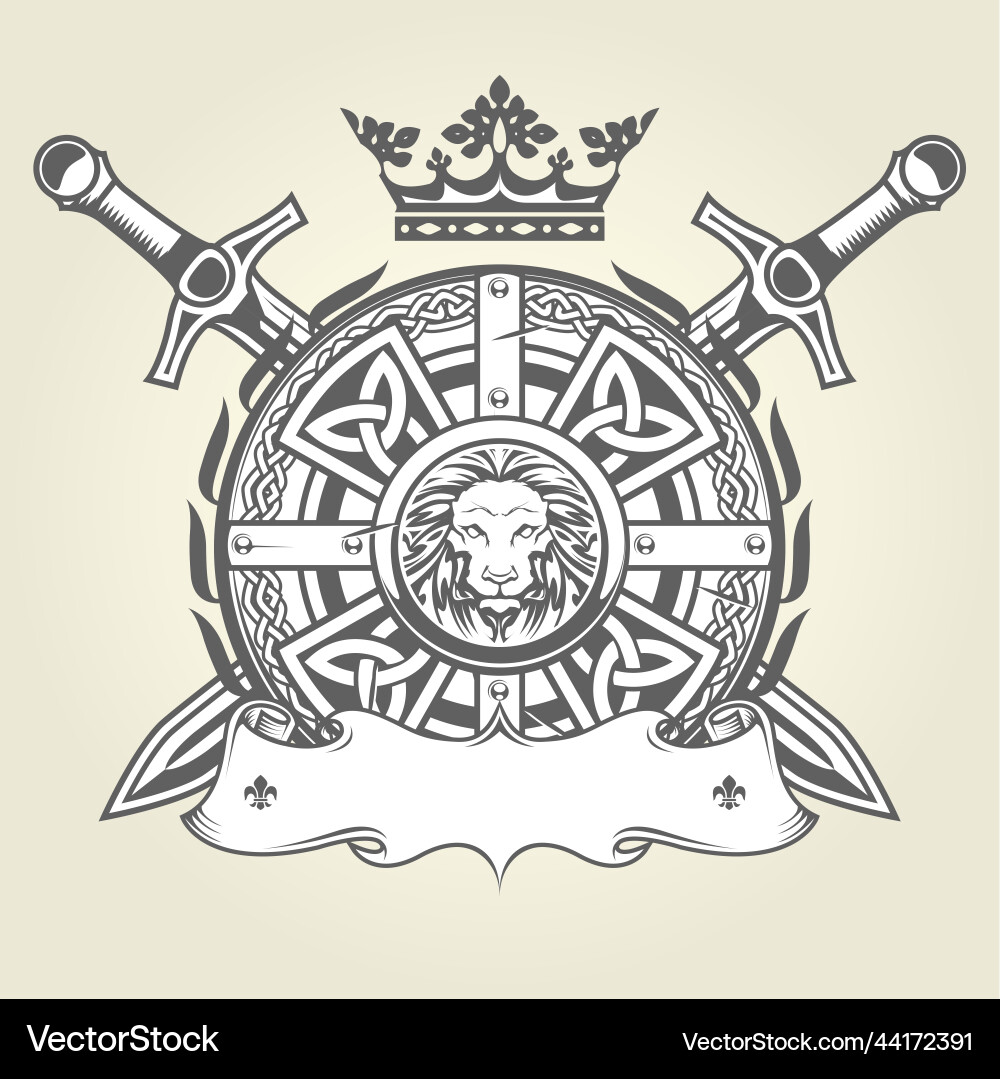 Medieval royal crest with knight armor ornate Vector Image