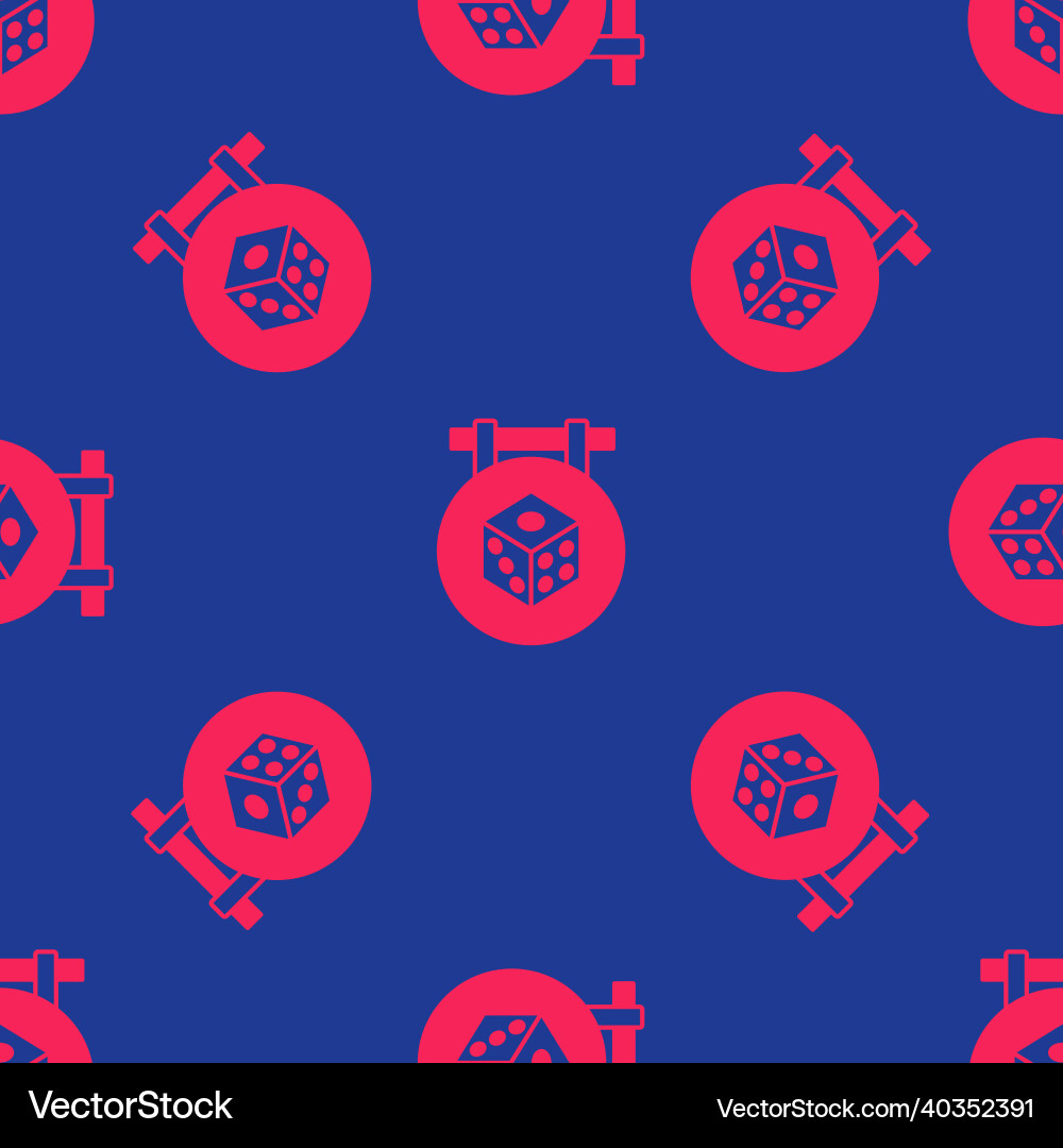 Red game dice icon isolated seamless pattern vector image