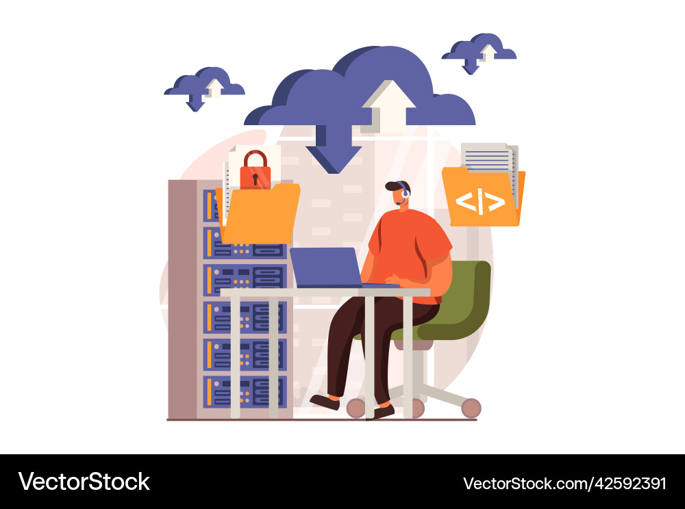 Saas web concept in flat design Saas web concept in flat design Vector Image