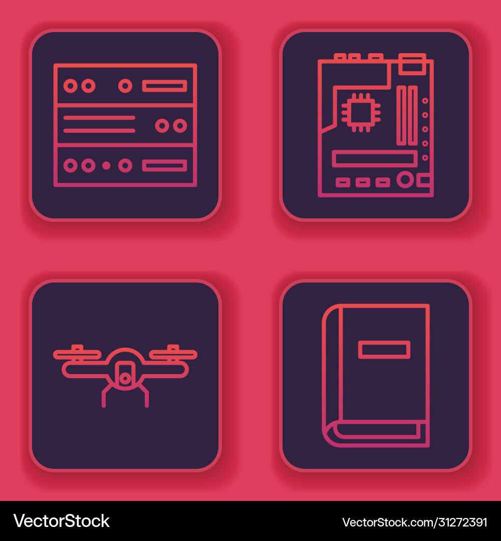 Set line server data web hosting drone flying Set line server data web hosting drone flying vector image