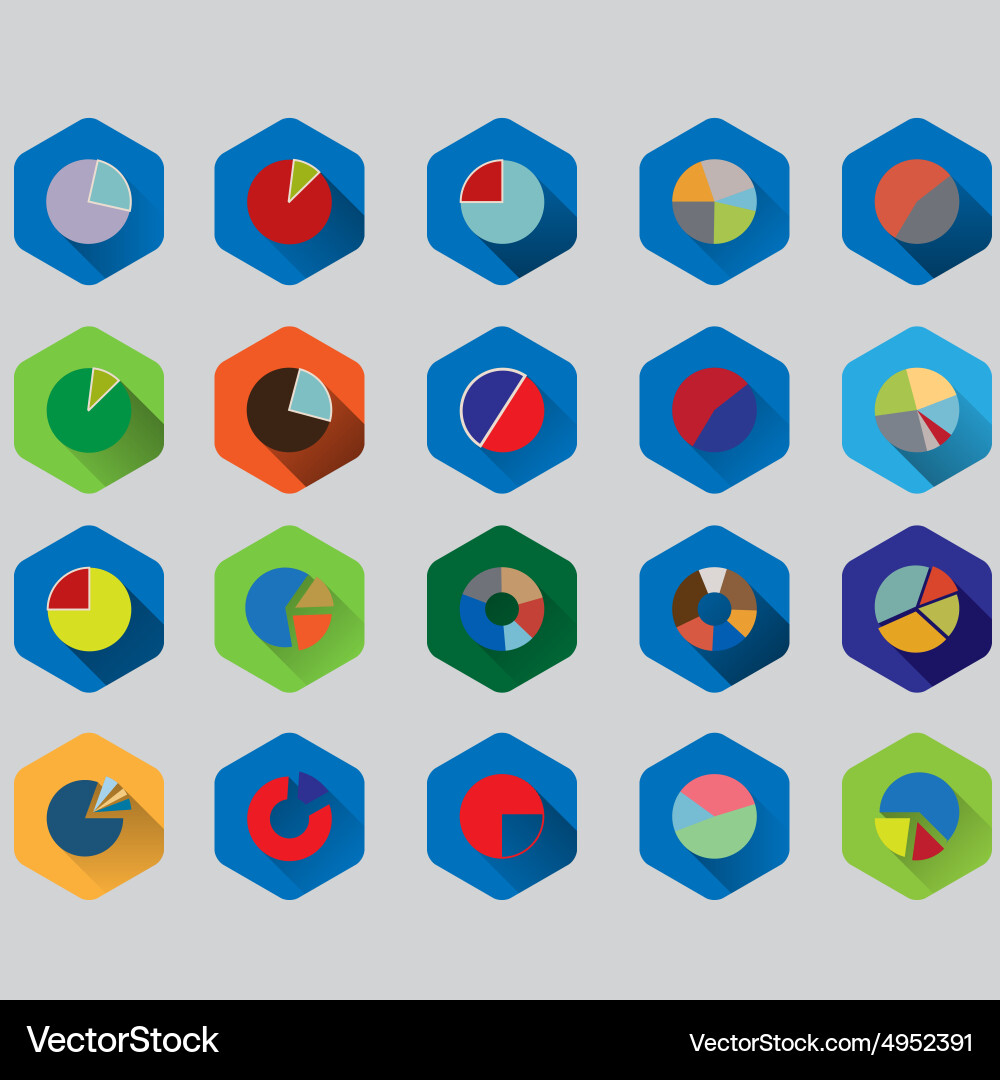 Set of pie charts for reports and statistics vector image