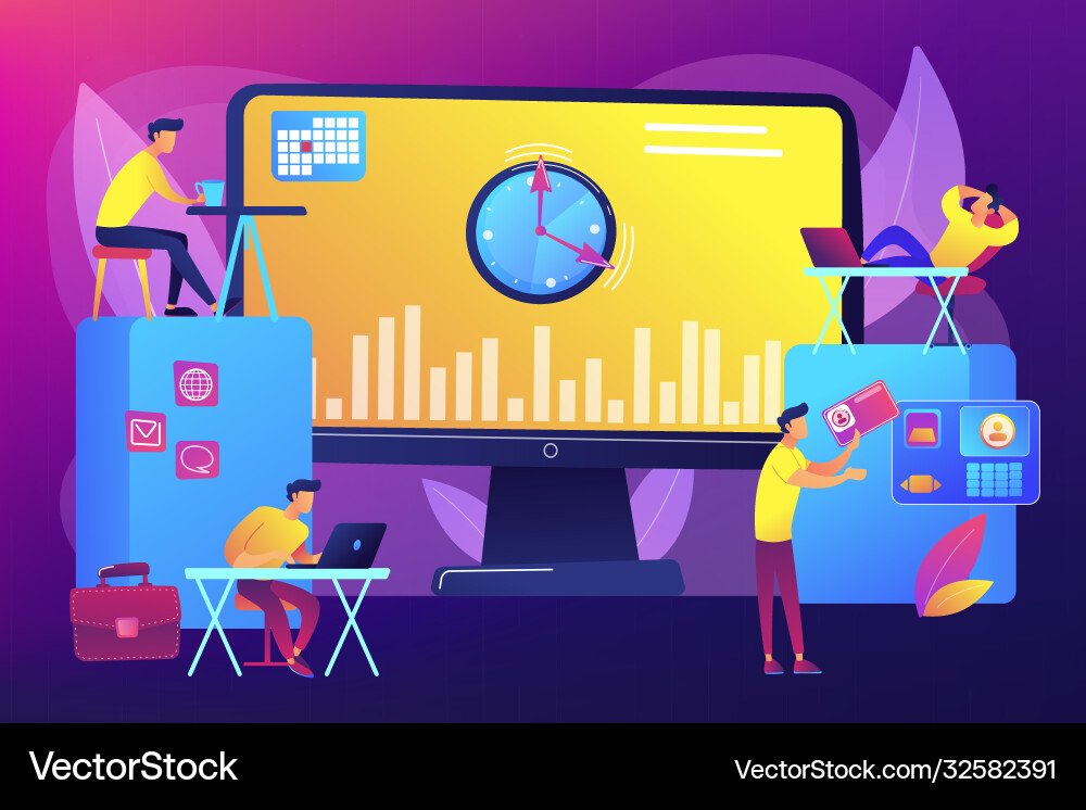 Time and attendance tracking system concept Time and attendance tracking system concept vector image