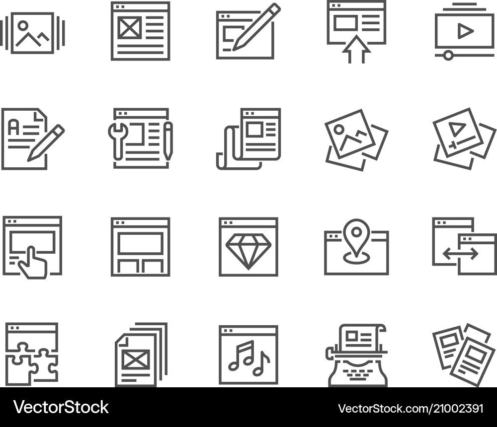 Web Content Line Icons vector image