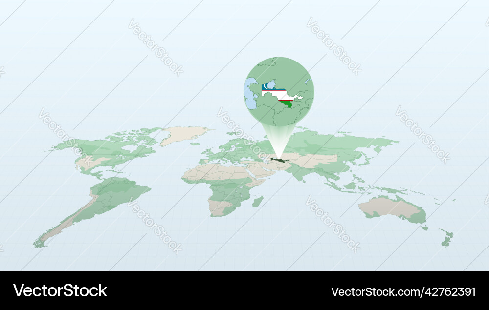 World map in perspective showing the location Vector Image