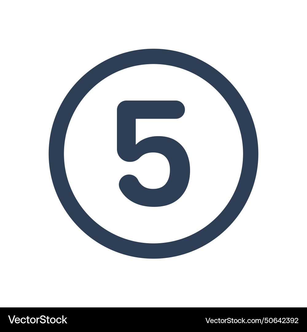 5 icon numeric number inside circle two vector image