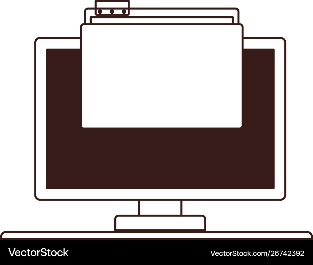 Computer screen with folder in white background vector image