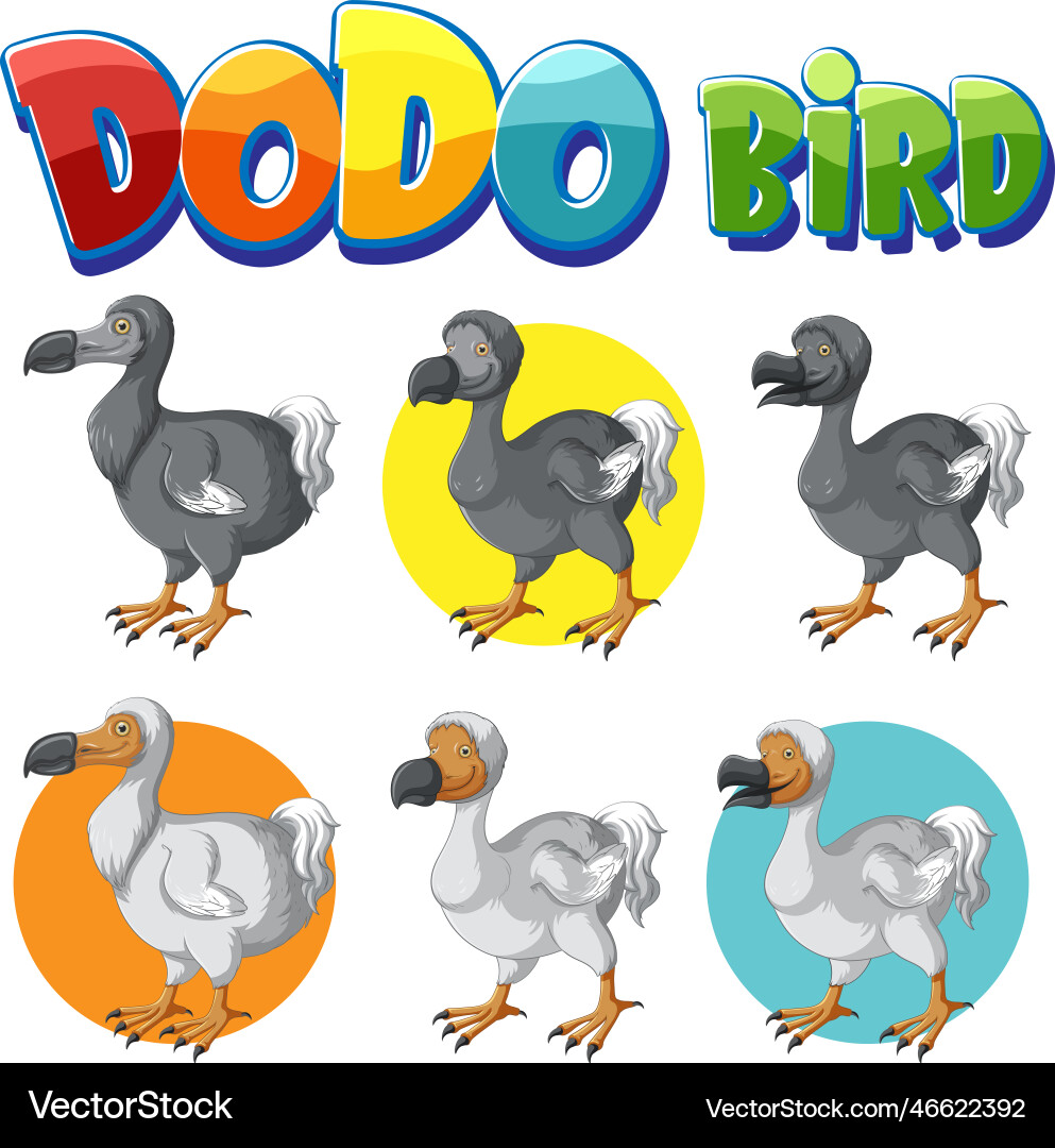 Dodo bird extinction animal cartoon logo set Dodo bird extinction animal cartoon logo set vector image