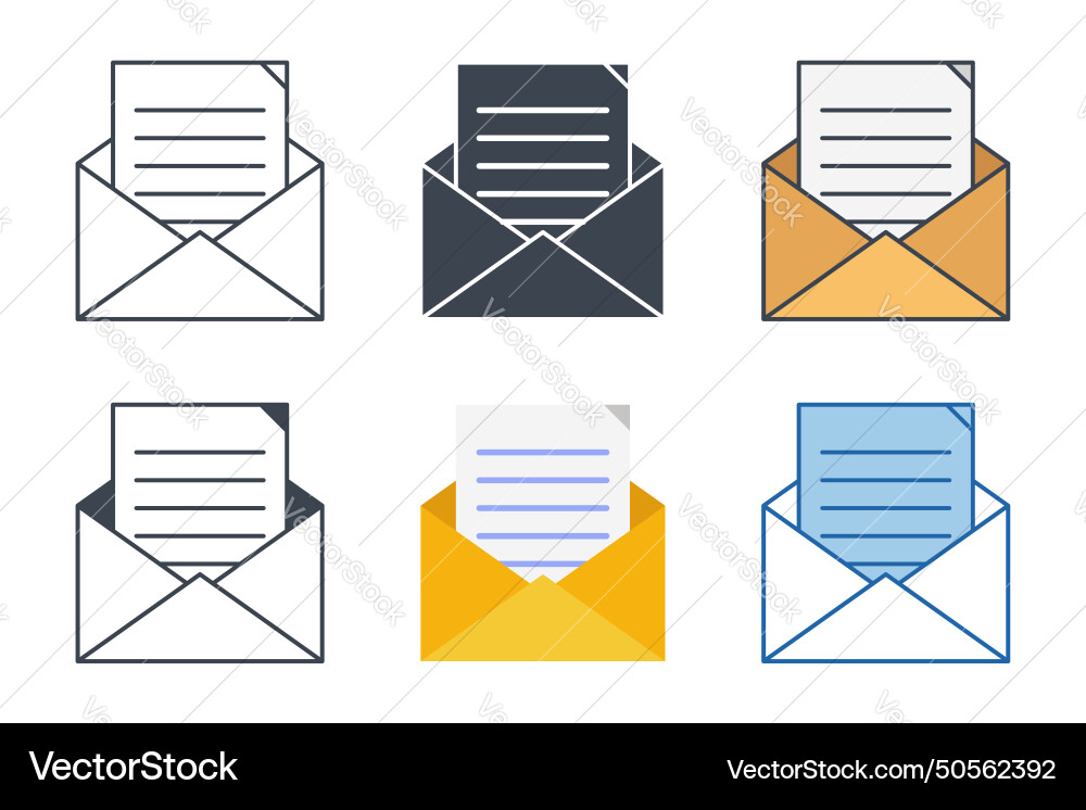 Email with document icon collection Email with document icon collection vector image