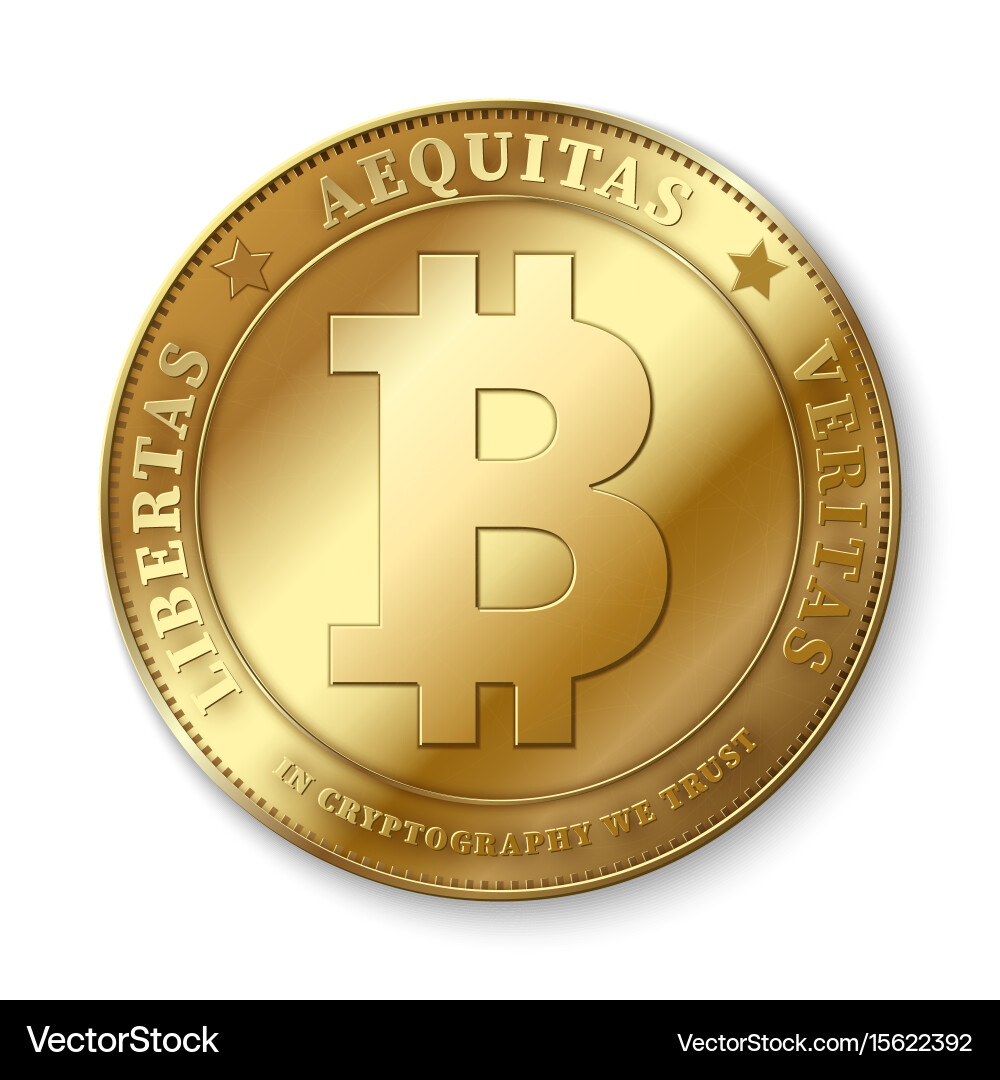 Golden Bitcoin Coin - 3D Render – Royalty-Free Vector | VectorStock