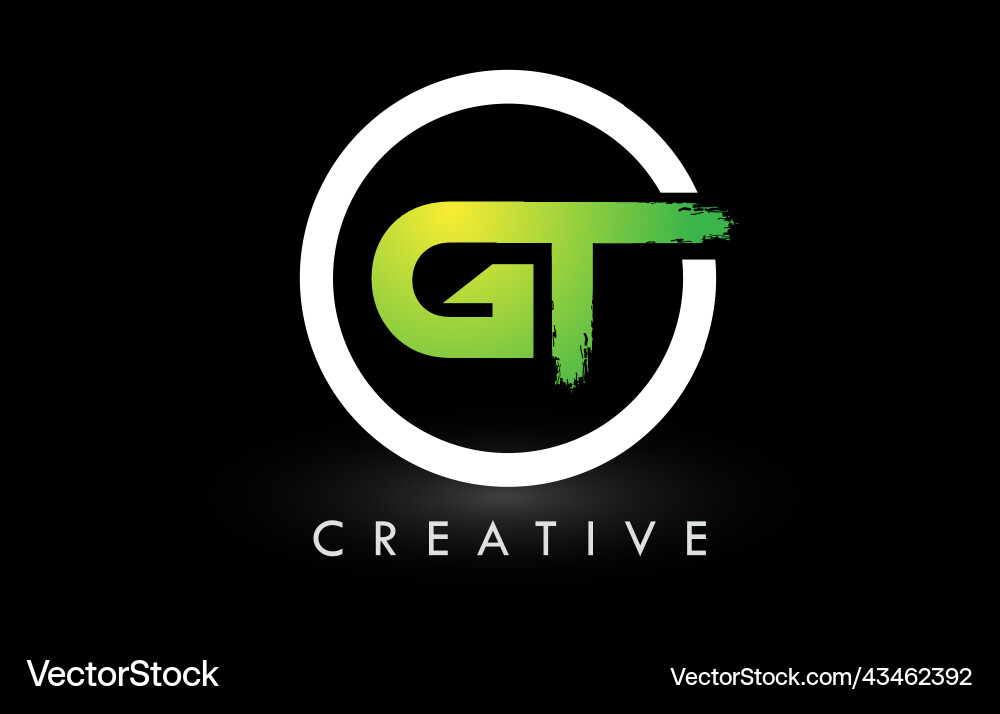 Gt grün weiß Pinsel Buchstaben Logo Design kreativ Gt grün weiß Pinsel Buchstaben Logo Design kreativ vektorbild