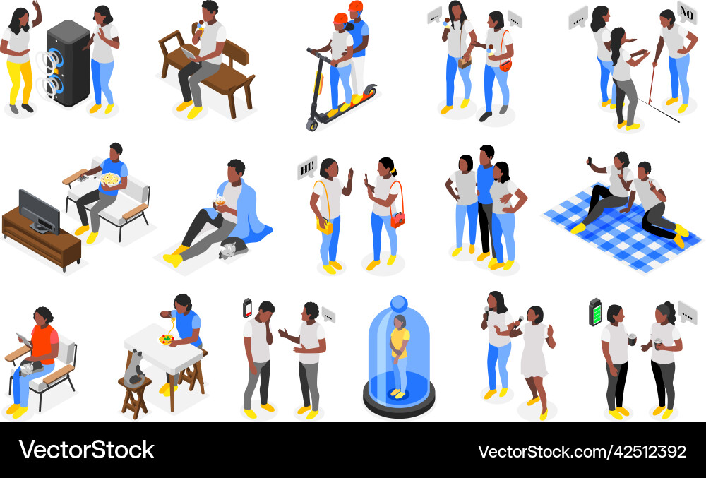 Introvert und Extrovert Menschen Set Vektorbild