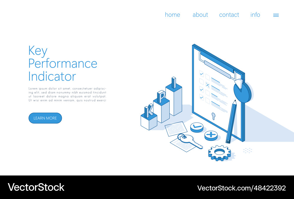 Landing page kpi key performance indicator Landing page kpi key performance indicator vector image