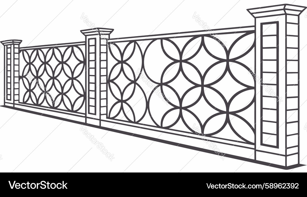 Lattice Fence Section - Circular Pattern Vector Image