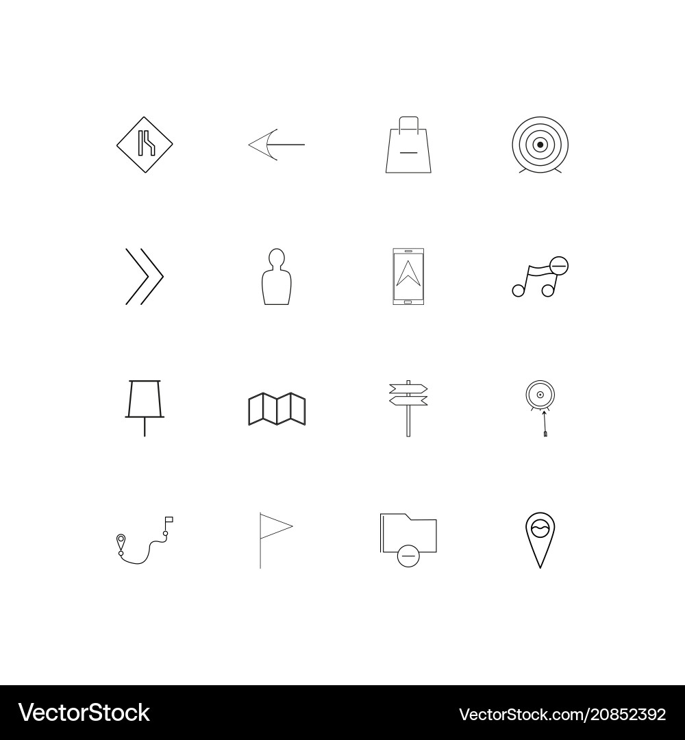Maps and navigation linear thin icons set Vector Image