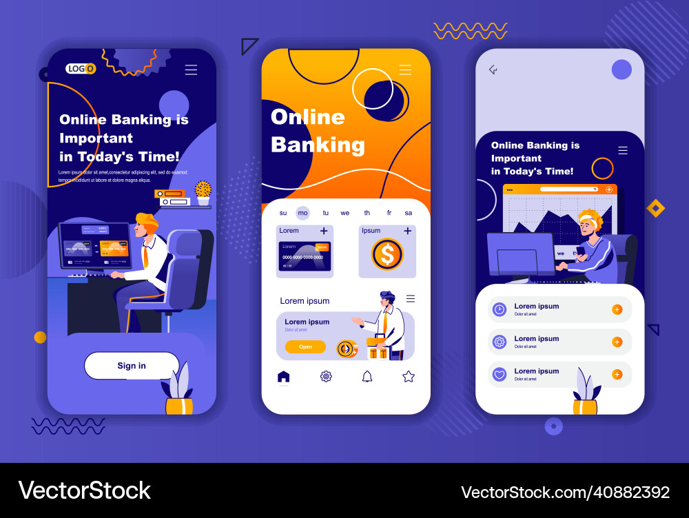 Modern Banking App UI Kit vector image