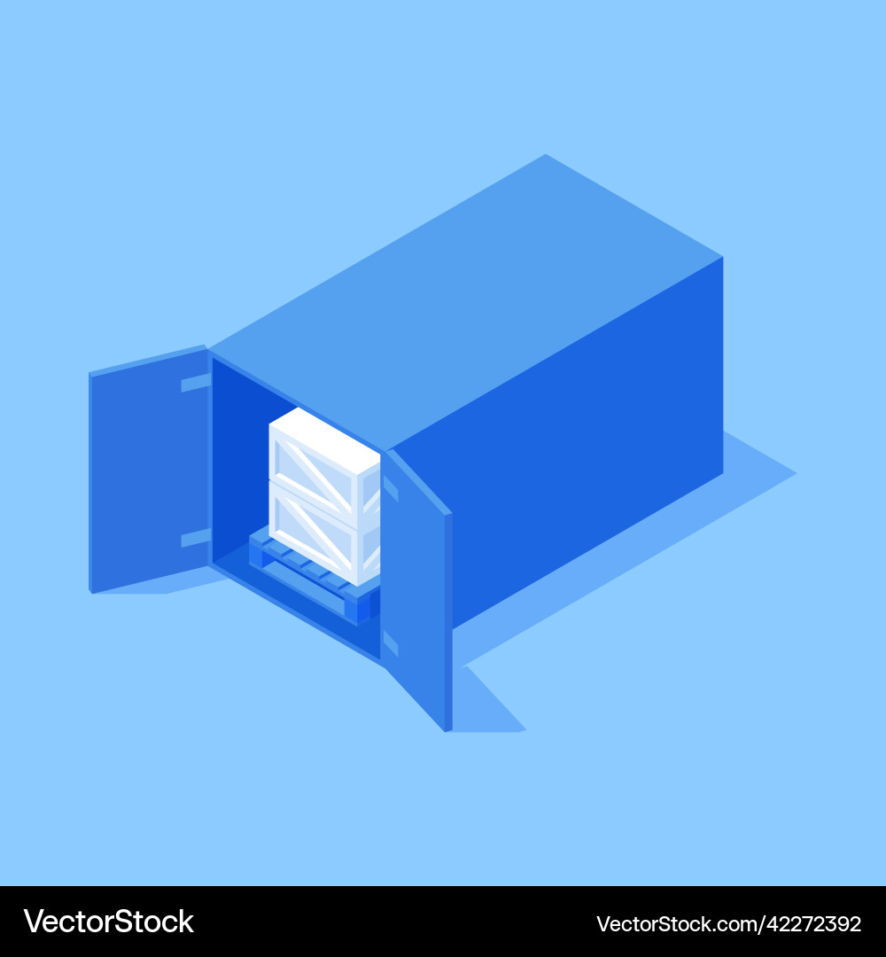 Rectangle cargo container open door pile of crate Rectangle cargo container open door pile of crate vector image
