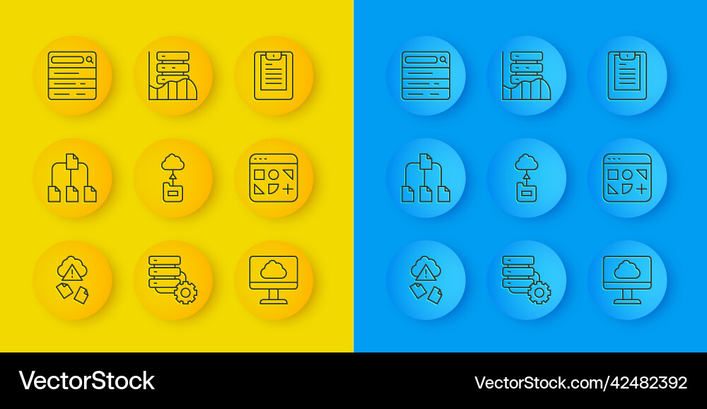 Set line cloud hacking folder tree technology Set line cloud hacking folder tree technology vector image