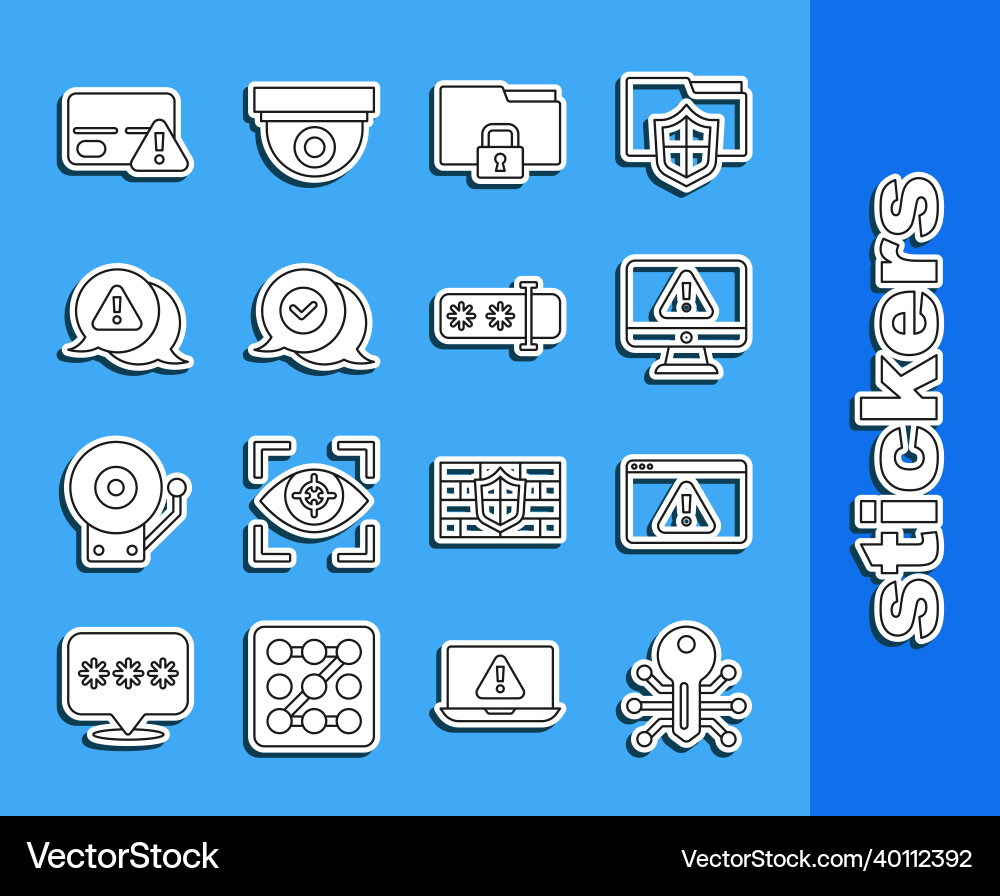 Set line smart key browser with exclamation mark Set line smart key browser with exclamation mark Vector Image