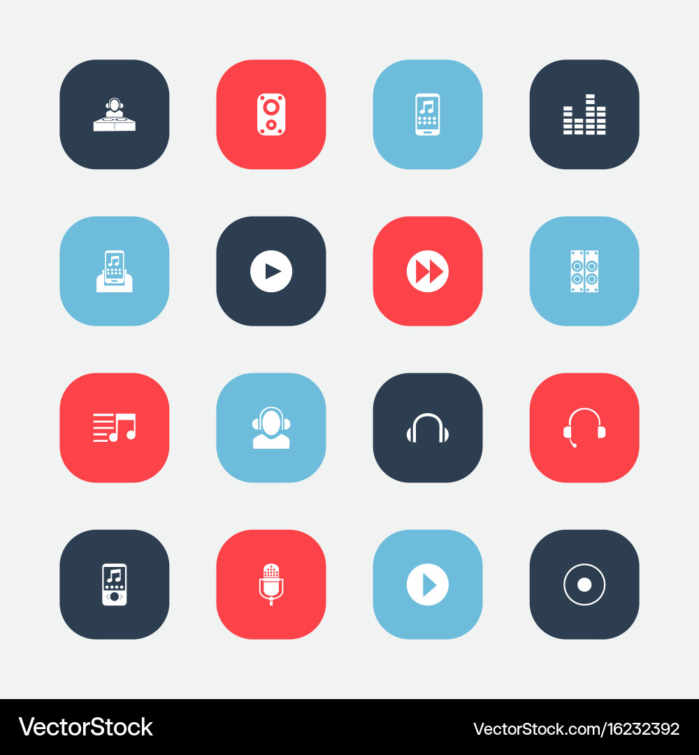 Set of 16 editable song icons includes symbols vector image