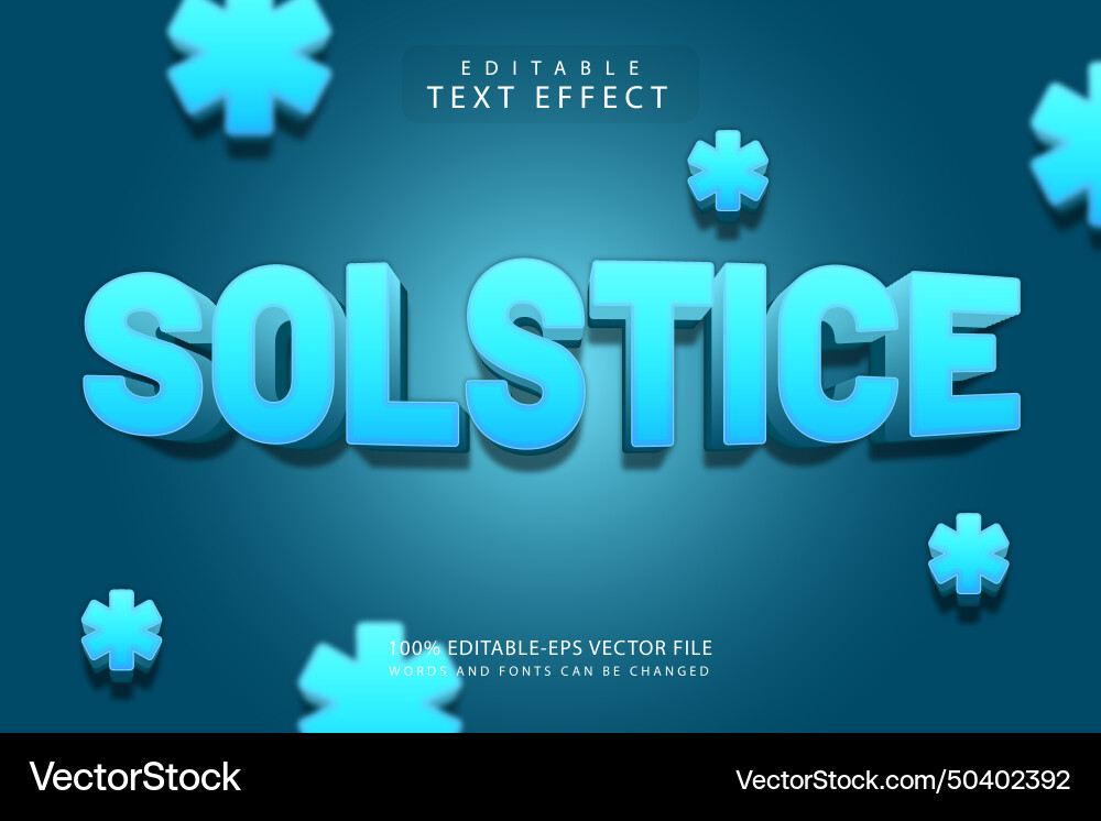 Solstice editable text effect 3 dimension emboss Vector Image