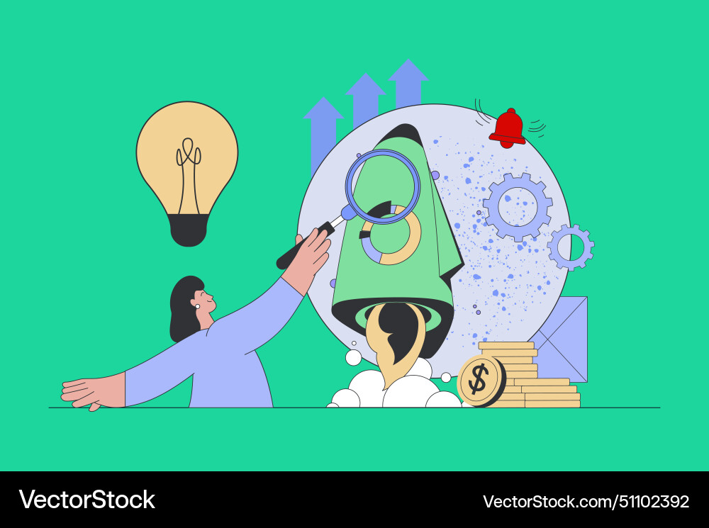 Startup concept in modern flat design for web Startup concept in modern flat design for web Vector Image