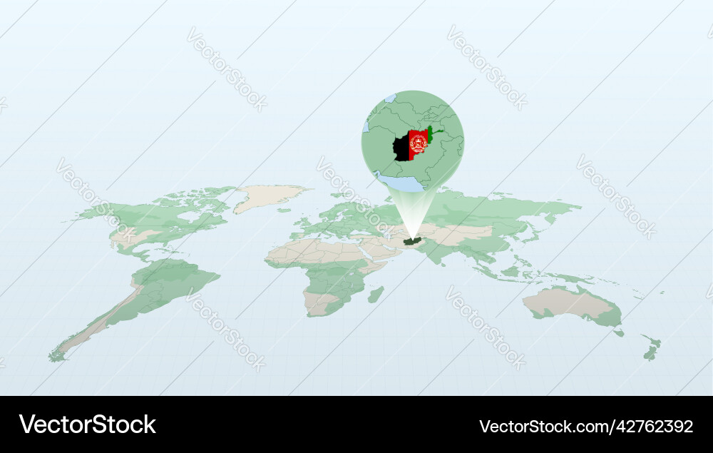World map in perspective showing the location Vector Image
