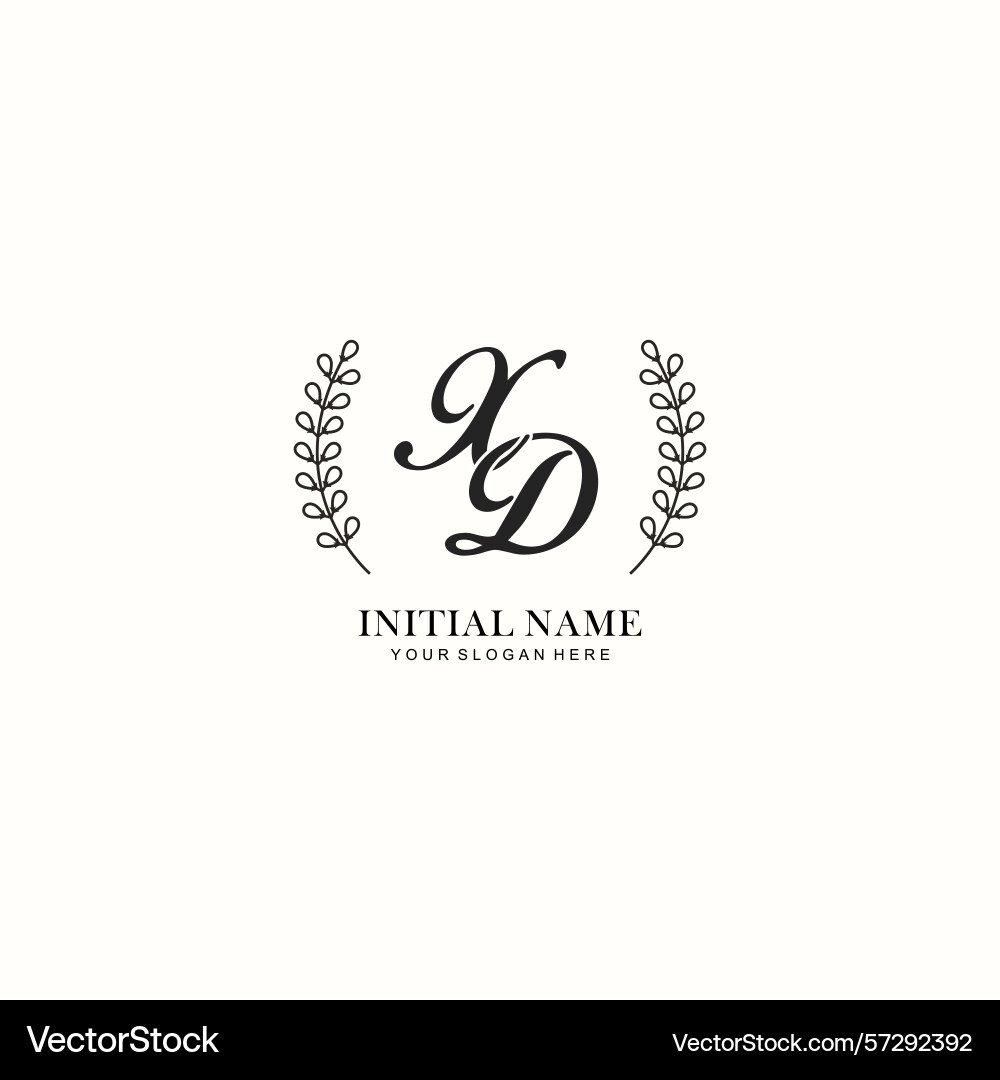 Xd initial logo templates with botanical elements Vector Image