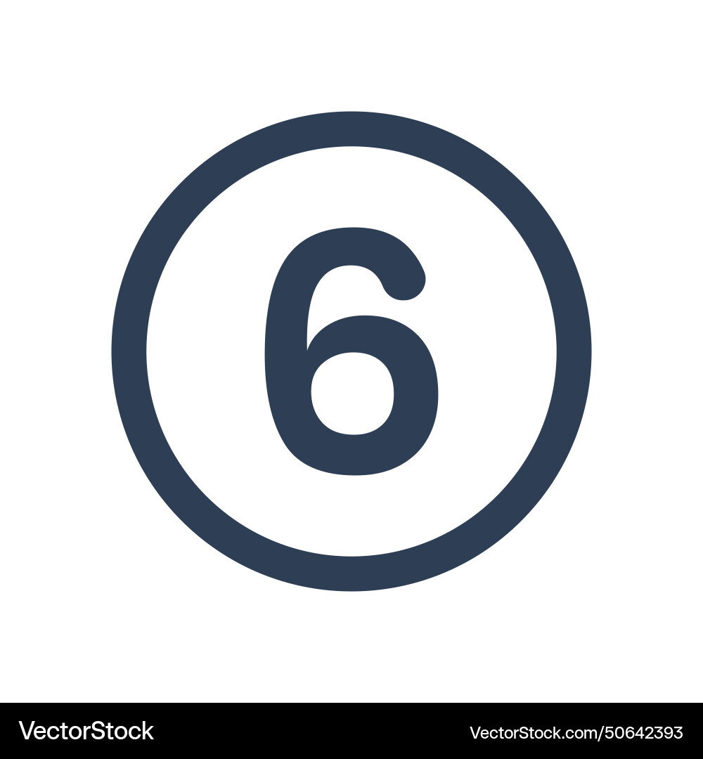 6 icon numeric number inside circle two vector image