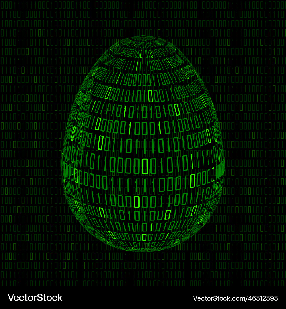 Abstract easter egg with binary code inside happy Abstract easter egg with binary code inside happy Vector Image