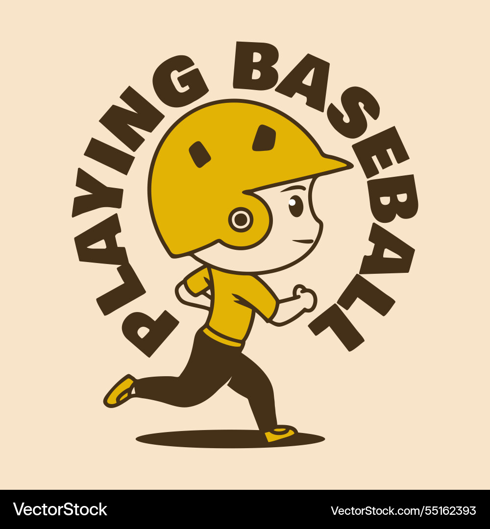 Baseball chibi character with helm in running Baseball chibi character with helm in running Vector Image