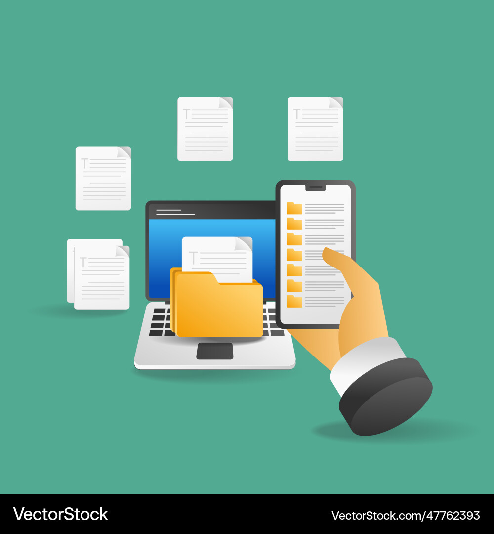 Businessman working with computer and document Businessman working with computer and document vector image