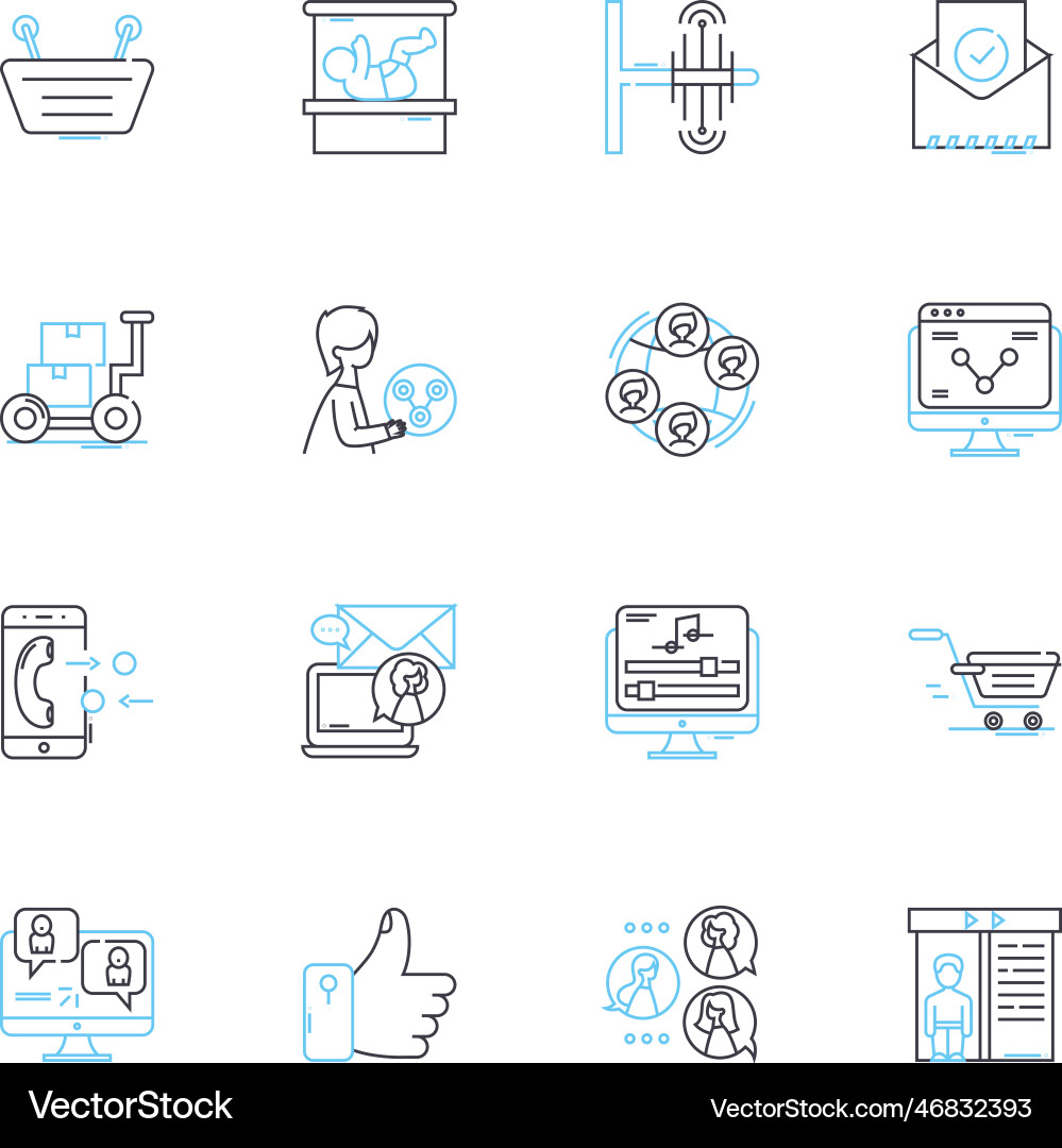 Data research linear icons set analysis Data research linear icons set analysis vector image