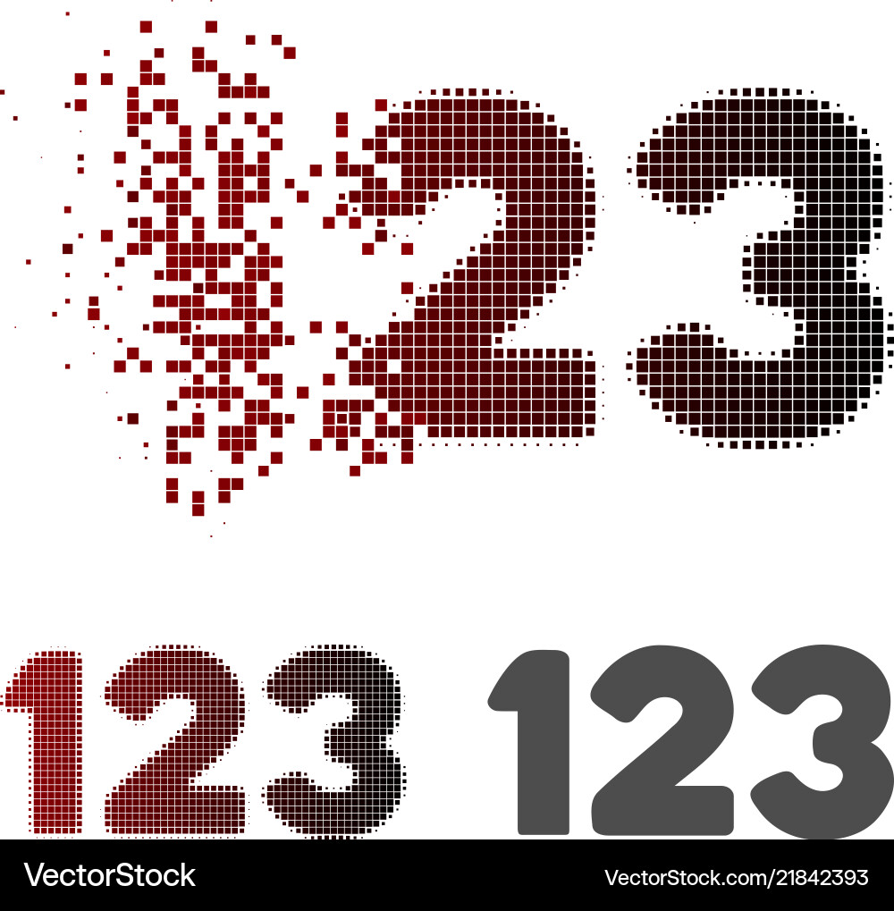 Destructed pixel halftone digits icon Destructed pixel halftone digits icon vector image