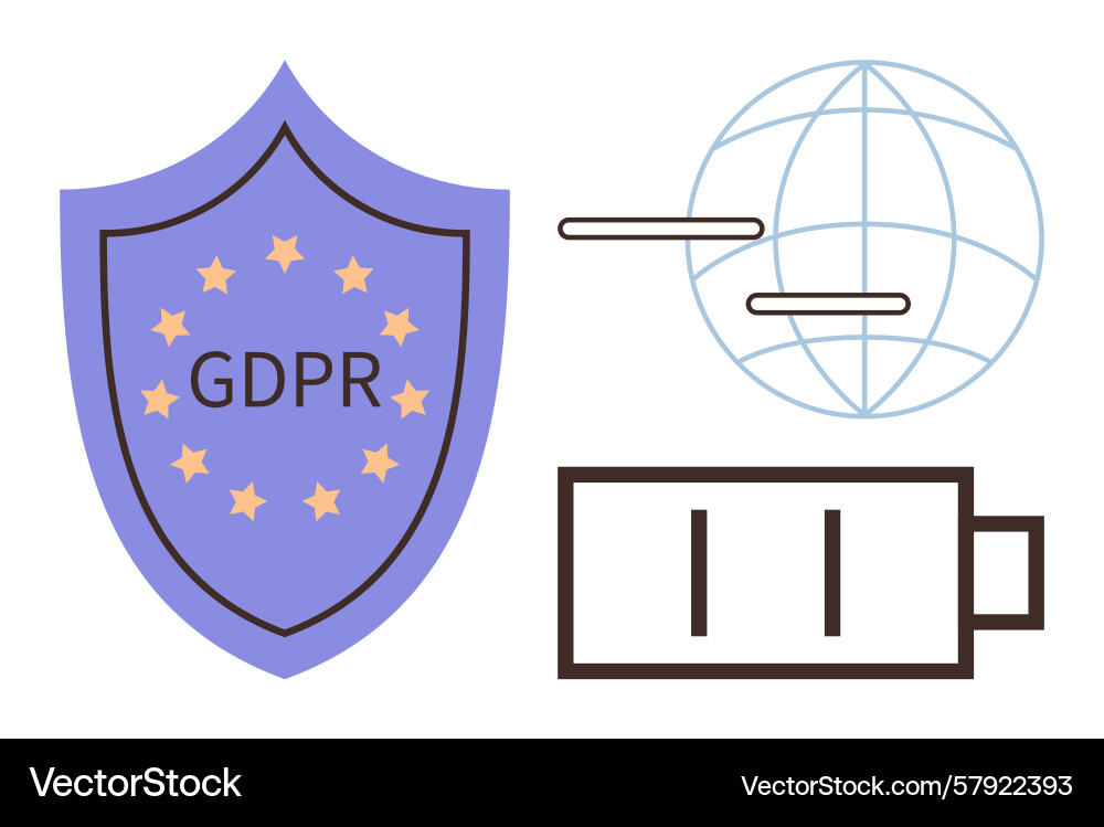 Gdpr security shield with global network and low Vector Image