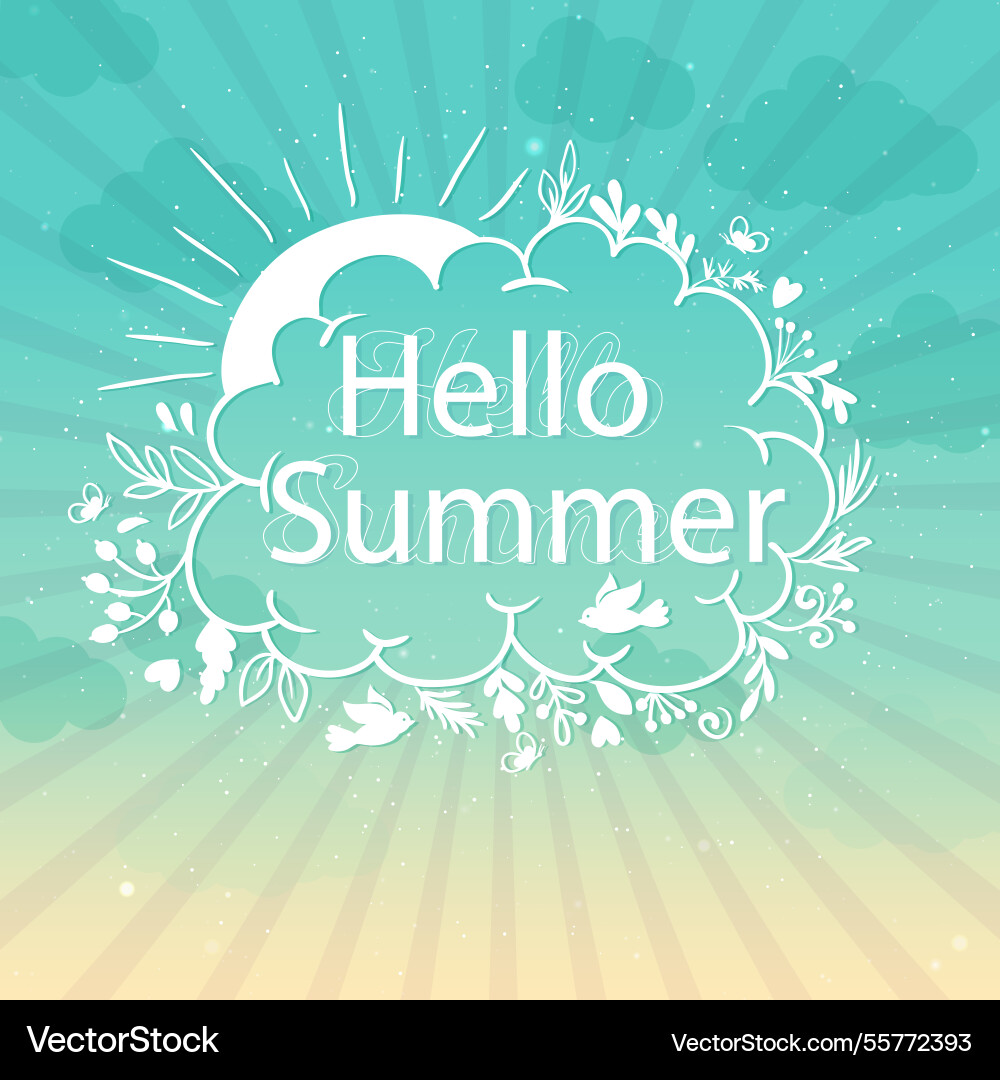 Hello summer background with gradient style vector image