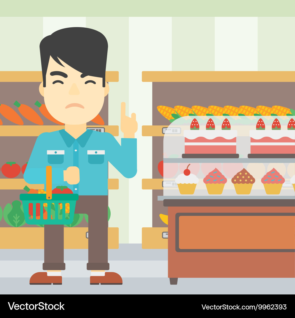 Man refusing junk food Vector Image