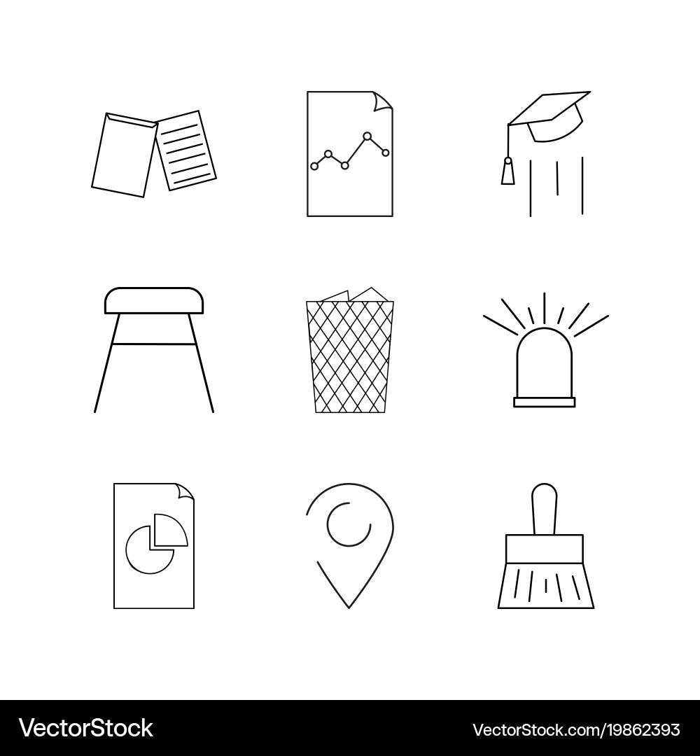 Office linear icon set simple outline icons Vector Image