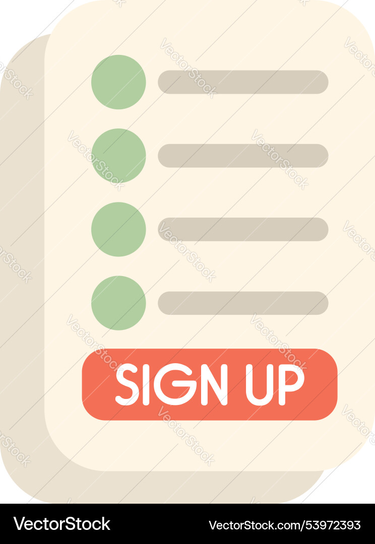Online registration form with red sign up button vector image