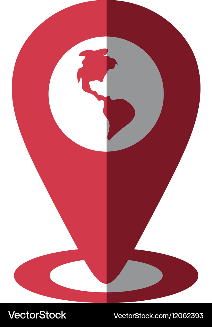Pointer globe map location continent shadow vector image